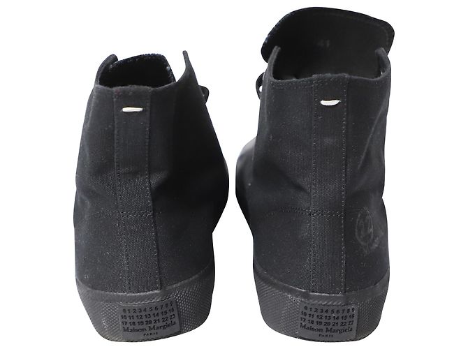Maison Martin Margiela Maison Margiela Sneakers Tabi montantes en toile noire - vue 4