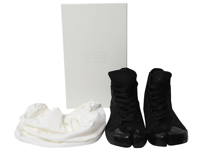 Maison Martin Margiela Maison Margiela Sneakers Tabi montantes en toile noire - vue 8