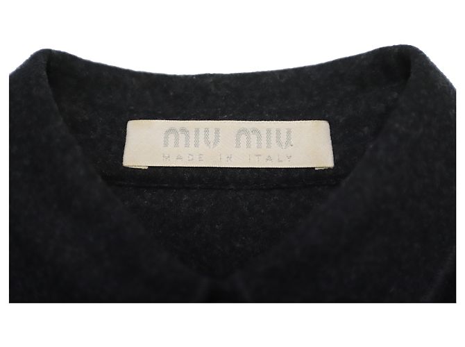 Miu Miu verdecktes Button-Down-Hemd aus dunkelgrauer Wolle Schwarz - Ansicht 7