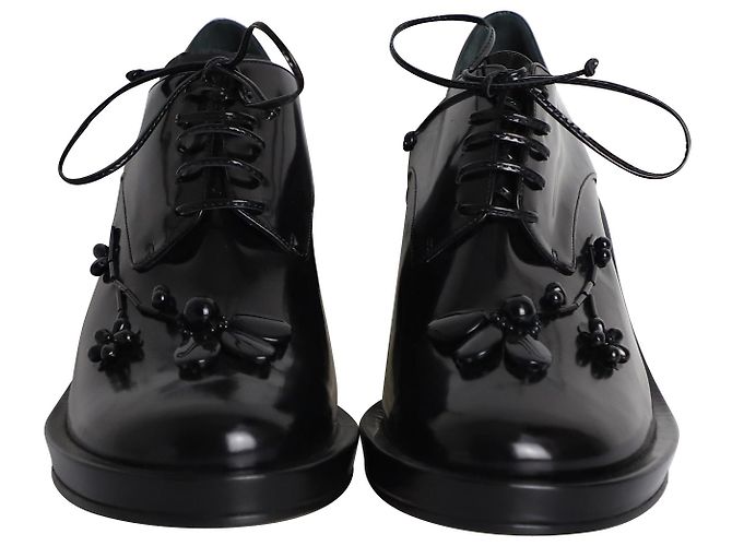 Simone Rocha Pixelglas Schnür-Oxfords aus schwarzem Lackleder - Ansicht 2