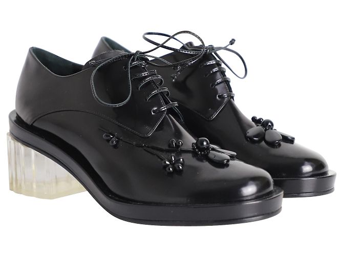 Simone Rocha Pixelglas Schnür-Oxfords aus schwarzem Lackleder - Ansicht 3