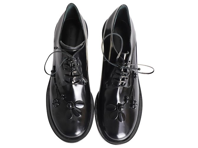 Simone Rocha Pixelglas Schnür-Oxfords aus schwarzem Lackleder - Ansicht 5