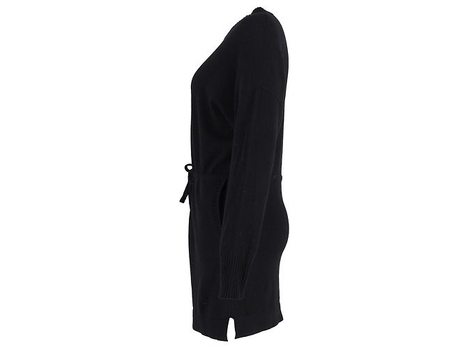 Autre Marque Le Kasha gerippte Tunika mit Kordelzug in der Taille aus schwarzem Kaschmir - Ansicht 2