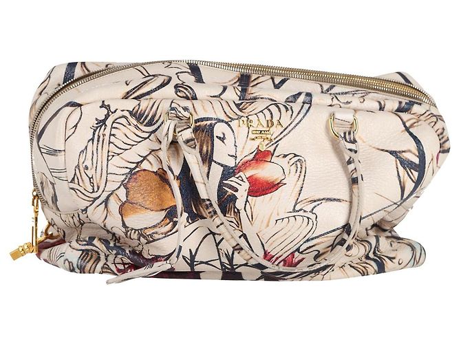 Bolso Bauletto con estampado de hadas de Prada en cuero Cervo Lux beige 'Prugna' - vista 11