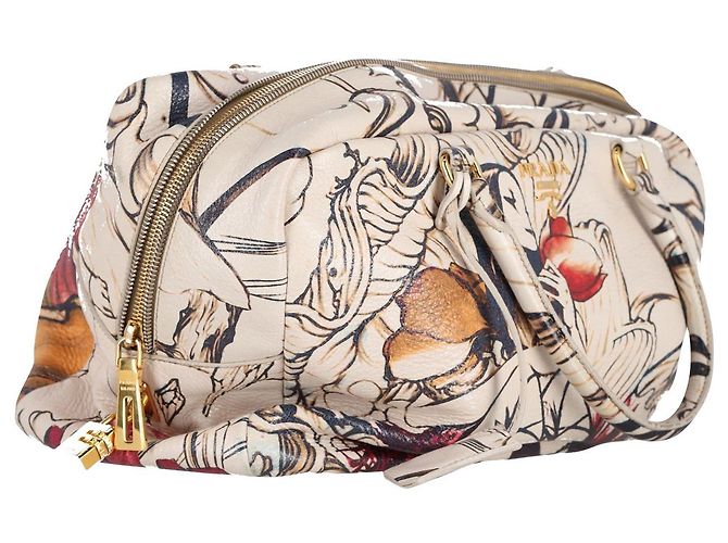 Bolso Bauletto con estampado de hadas de Prada en cuero Cervo Lux beige 'Prugna' - vista 12