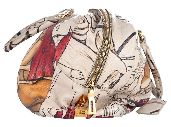 Bolso Bauletto con estampado de hadas de Prada en cuero Cervo Lux beige 'Prugna' - vista 13