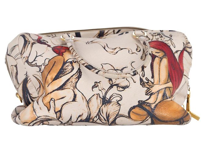 Bolso Bauletto con estampado de hadas de Prada en cuero Cervo Lux beige 'Prugna' - vista 14