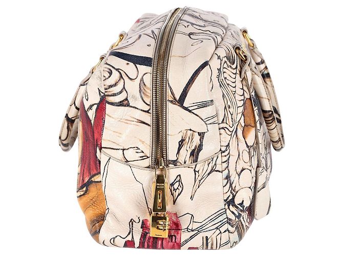 Bolso Bauletto con estampado de hadas de Prada en cuero Cervo Lux beige 'Prugna' - vista 3
