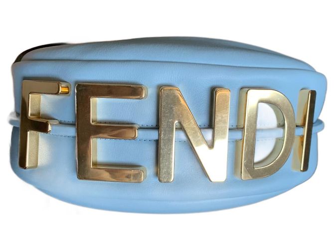 Borsa hobo Fendi Fendigraphy in pelle azzurra Blu chiaro - vista 2