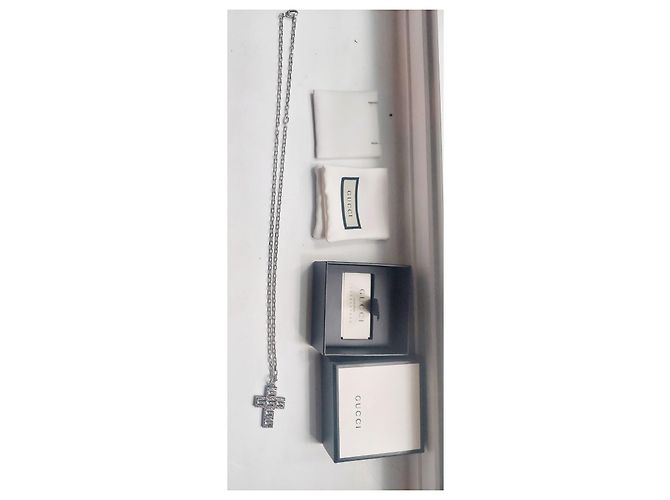 Croce Gucci quadrata in argento Silver hardware - vista 2