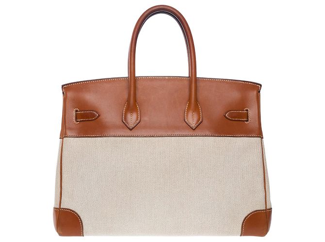 Hermès Borse HERMES Birkin 35 in Tela Beige - 101218 - vista 2