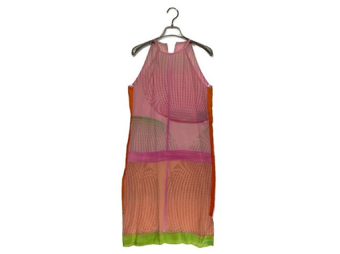 Fendi Seiden-Maxikleid Pink Grün Orange - Ansicht 2