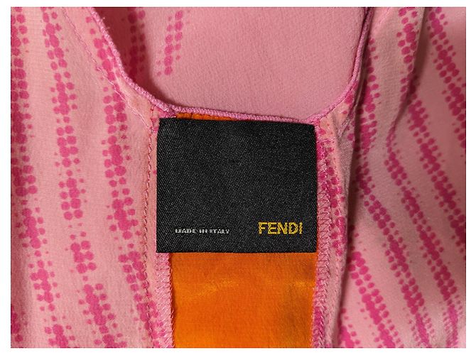 Fendi Seiden-Maxikleid Pink Grün Orange - Ansicht 3