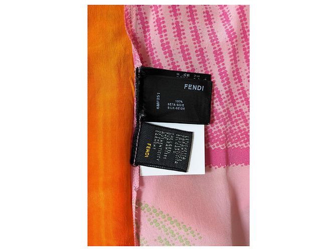 Fendi Seiden-Maxikleid Pink Grün Orange - Ansicht 4