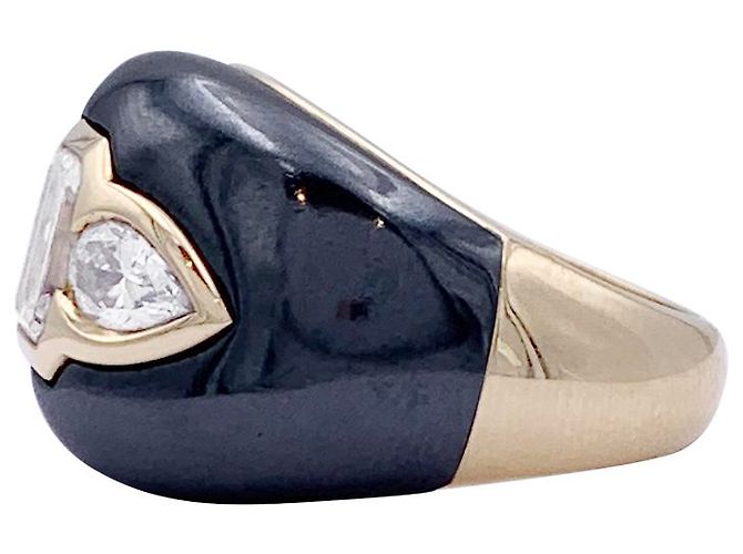 Anello Bulgari, giallo oro, ematite, Diamants. - vista 2
