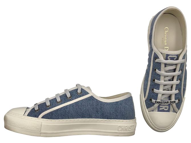 Baskets Dior J'adior Cannage en denim bleu matelassé & cuir blanc - vue 2