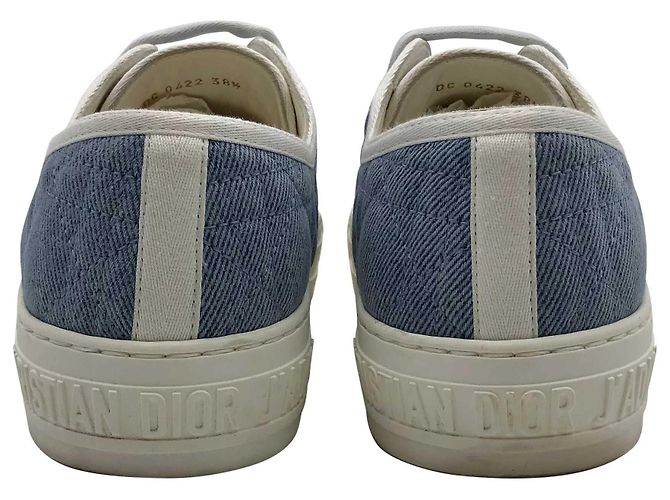 Baskets Dior J'adior Cannage en denim bleu matelassé & cuir blanc - vue 4