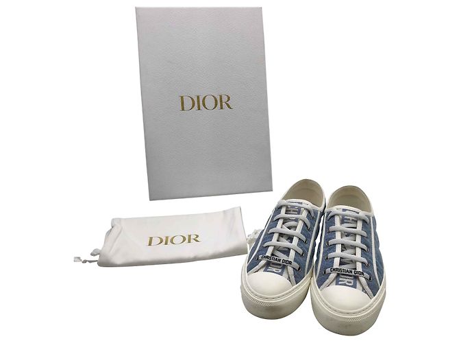 Baskets Dior J'adior Cannage en denim bleu matelassé & cuir blanc - vue 6