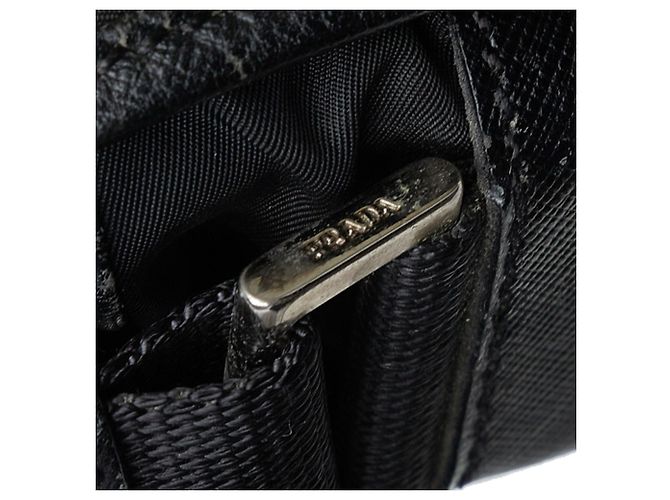 Borsa messenger Prada in tessuto nero con fibbia - vista 13