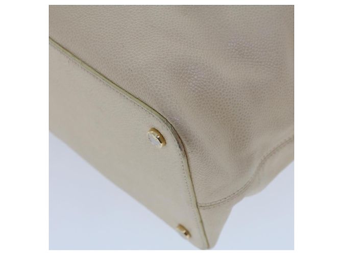 CHANEL Executive-Einkaufstasche mit Drehverschluss und Klappe, Kaviarhaut, Beige, CC Auth 43325 - Ansicht 17