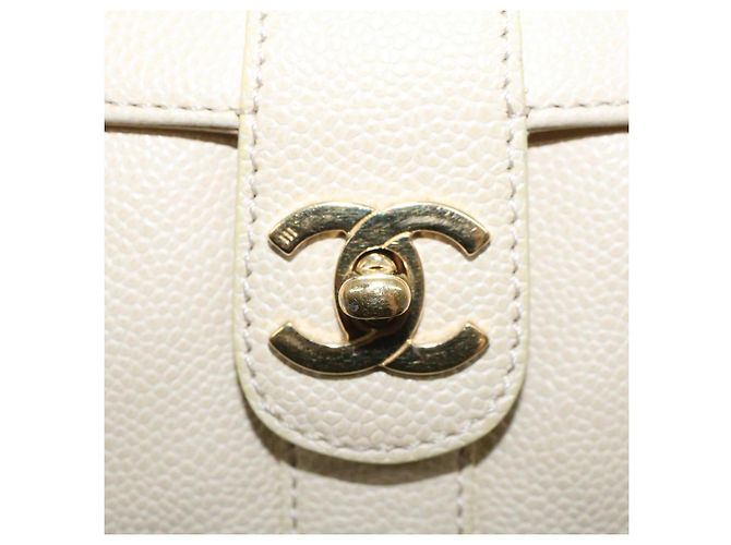 CHANEL Executive-Einkaufstasche mit Drehverschluss und Klappe, Kaviarhaut, Beige, CC Auth 43325 - Ansicht 19