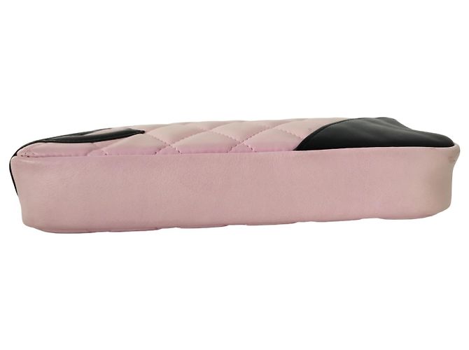 Pochette Chanel Cambon in pelle rosa e nera - vista 4