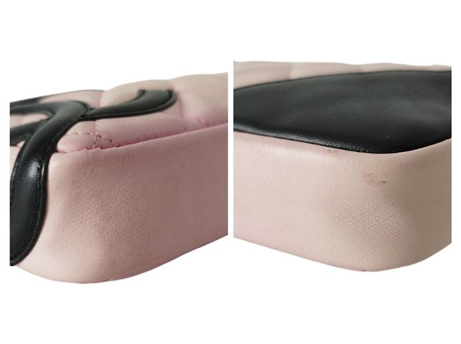 Pochette Chanel Cambon in pelle rosa e nera - vista 5