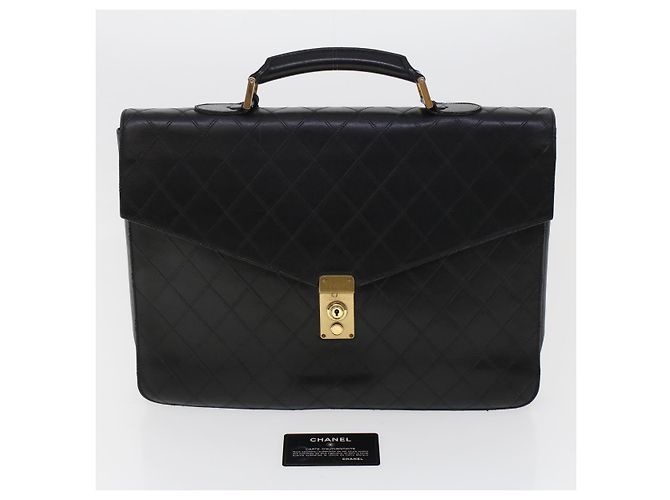 Borsa da lavoro CHANEL in pelle nera CC Auth bs5723 Nero - vista 12