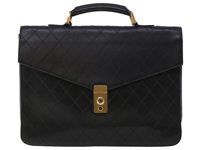 Borsa da lavoro CHANEL in pelle nera CC Auth bs5723 Nero - vista 13