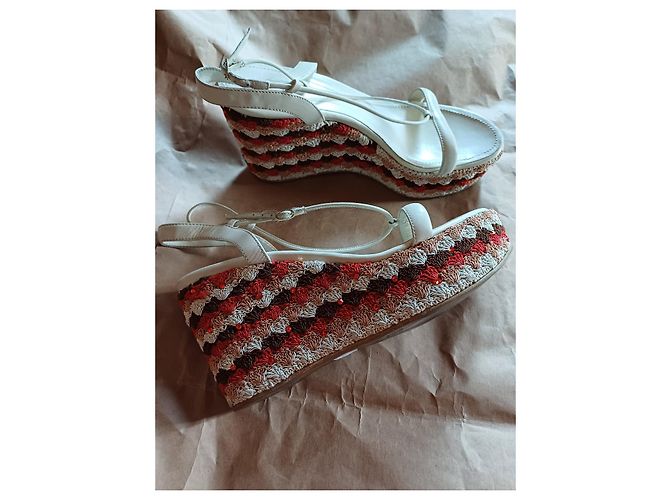 Sandali con zeppa Sergio Rossi Rosso Eggshell Pelle Vernice 40 Bianco sporco - vista 3