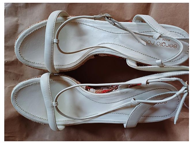 Sandali con zeppa Sergio Rossi Rosso Eggshell Pelle Vernice 40 Bianco sporco - vista 4