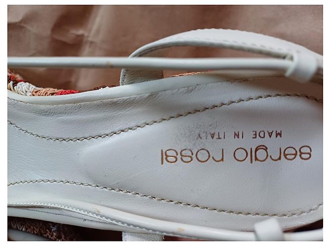Sandali con zeppa Sergio Rossi Rosso Eggshell Pelle Vernice 40 Bianco sporco - vista 5