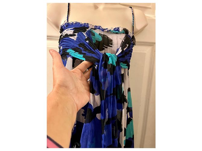 Diane Von Furstenberg Vestido de seda DvF Tarot, maxi Negro Azul - vista 2