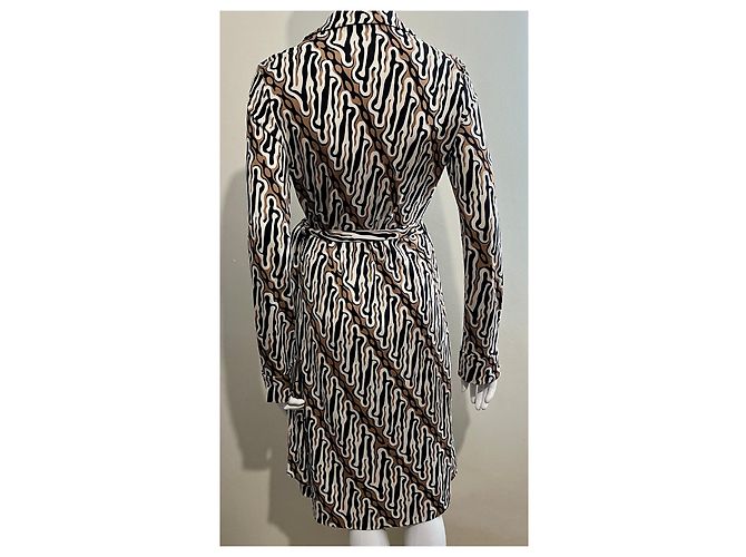 Diane Von Furstenberg DvF Vintage Jeanne Wickelkleid aus Seide Braun Schwarz Roh - Ansicht 5