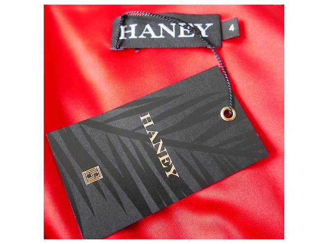 Haney Olivia rotes gepunktetes Satinkleid - Ansicht 6