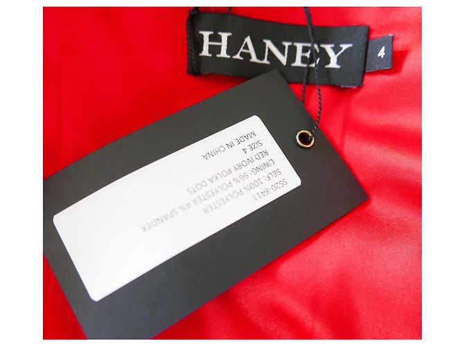 Haney Olivia rotes gepunktetes Satinkleid - Ansicht 7