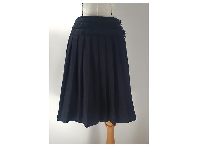 Falda de lana plisada negra Burberry Negro - vista 2