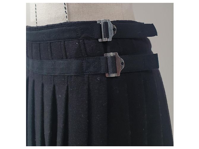 Falda de lana plisada negra Burberry Negro - vista 3