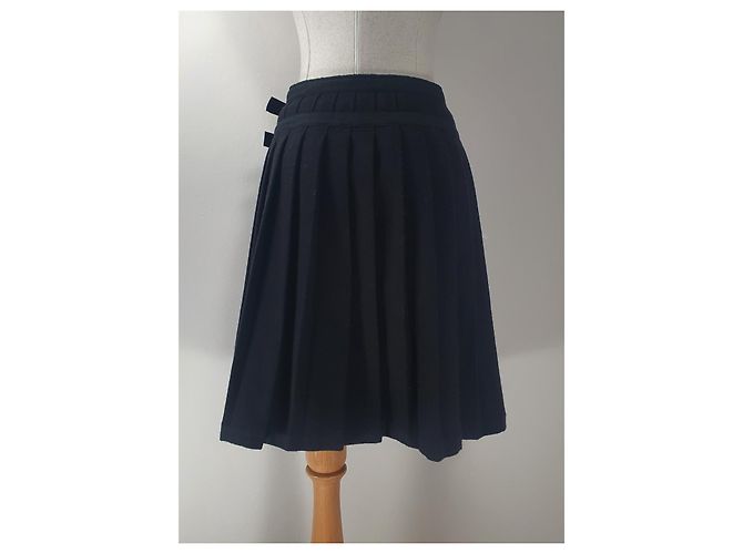Falda de lana plisada negra Burberry Negro - vista 4