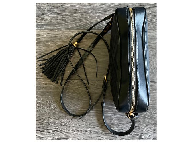 Borsa Lou Camera Saint Laurent in pelle trapuntata nera Nero - vista 9