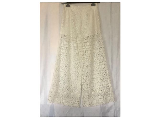 Pantalones anchos de encaje de algodón Blumarine Blancos - vista 2