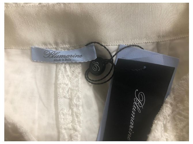 Pantalones anchos de encaje de algodón Blumarine Blancos - vista 3