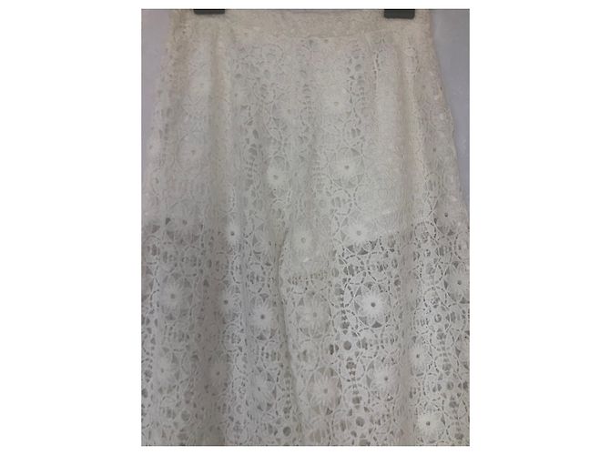 Pantalones anchos de encaje de algodón Blumarine Blancos - vista 6