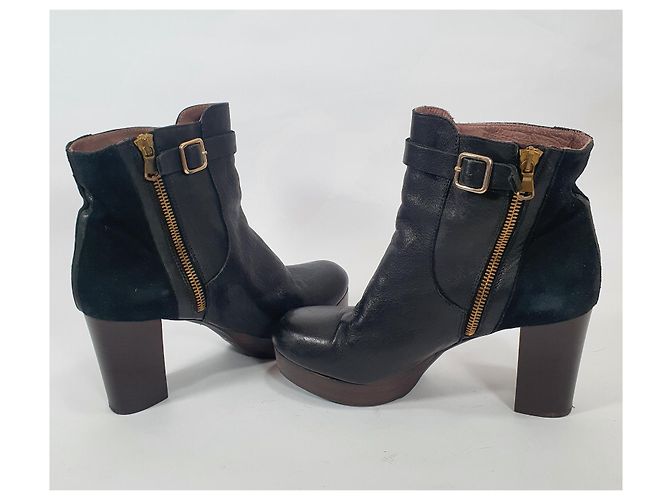 Stivaletti Filippa K in pelle e scamosciato nero - vista 5