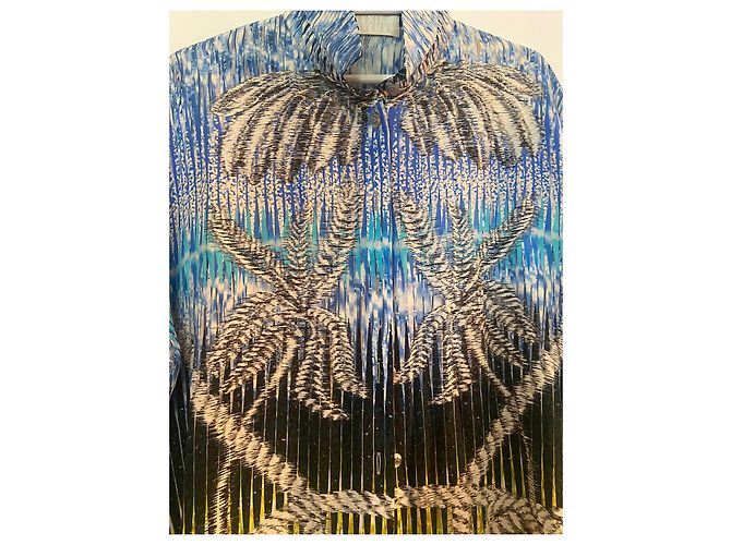 Vestido camisero de seda estampado Peter Pilotto Amarillo Azul - vista 2
