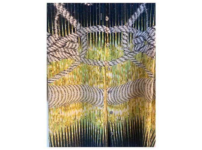 Vestido camisero de seda estampado Peter Pilotto Amarillo Azul - vista 3