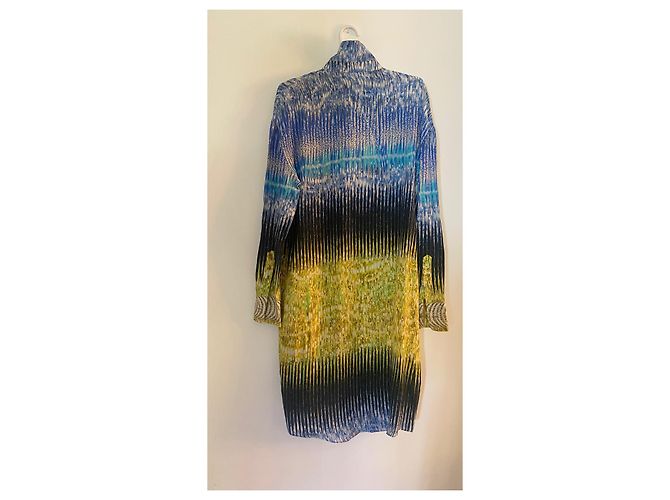 Vestido camisero de seda estampado Peter Pilotto Amarillo Azul - vista 4