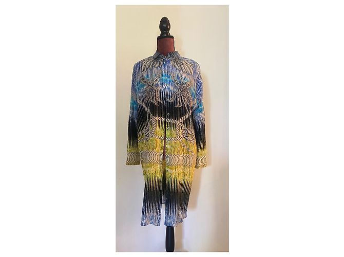 Vestido camisero de seda estampado Peter Pilotto Amarillo Azul - vista 5