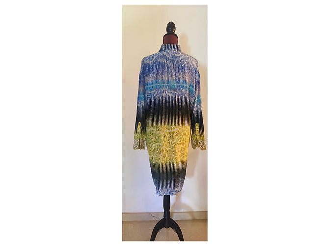 Vestido camisero de seda estampado Peter Pilotto Amarillo Azul - vista 6