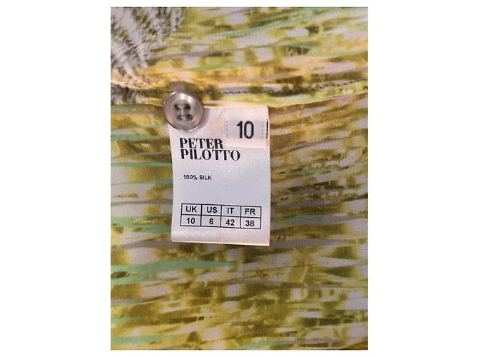 Vestido camisero de seda estampado Peter Pilotto Amarillo Azul - vista 8